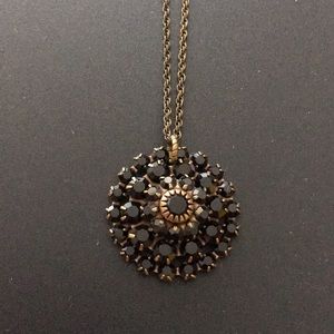 Vintage style black rhinestone pendant